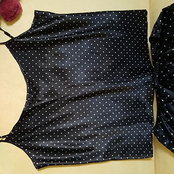 Morgan taylor black and white dot satin shortie pajamas, size medium. - Picture 2 of 6